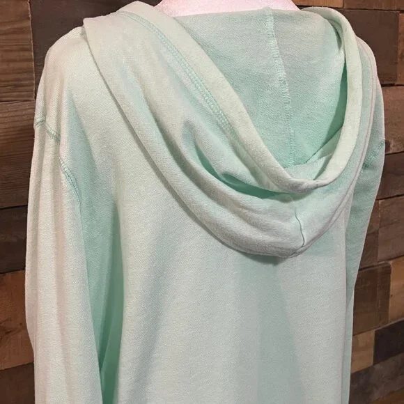 Old Navy Lightweight Mint Green Long Sleeve Hoodie Size Large Cotton Blend - Picture 5 of 8